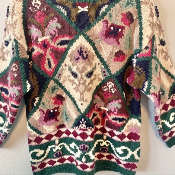 Vintage Oversized Knit Floral Abstract Sweater by Preview Basics - Picture 2 of 4